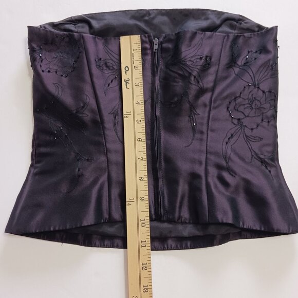 VTG Ann Taylor Purple Silk Strapless Embroidered Satin 2 PC Gown Beaded 0P - Picture 16 of 16